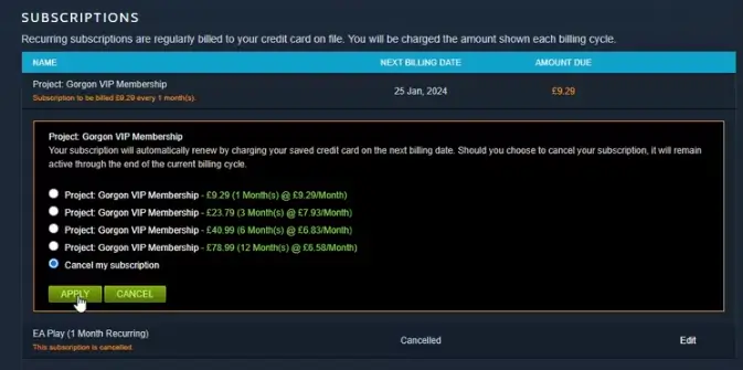 cancelar suscripciones recurrentes en Steam 5